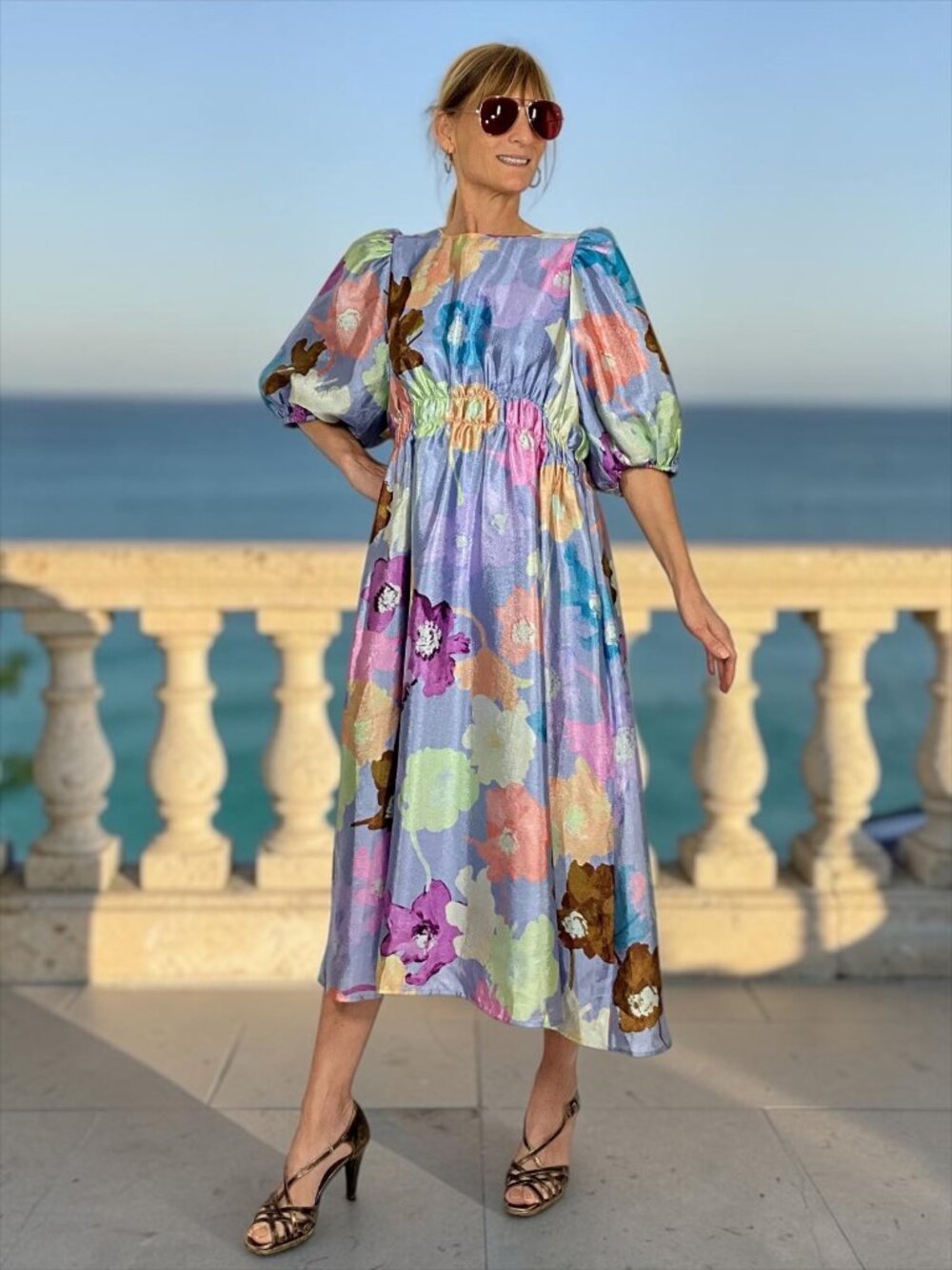 Stine Goya Elizabeth Dress M Abstract Floral Midi Pockets Coquette Romantic